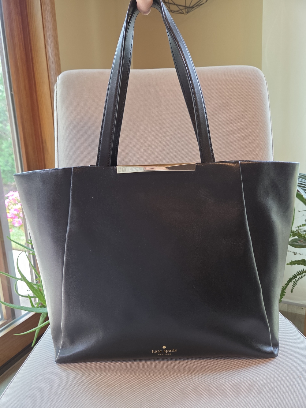 Kate Spade Black Leather Camden Way Lenora Tote Bag Minimalist Work Corporate